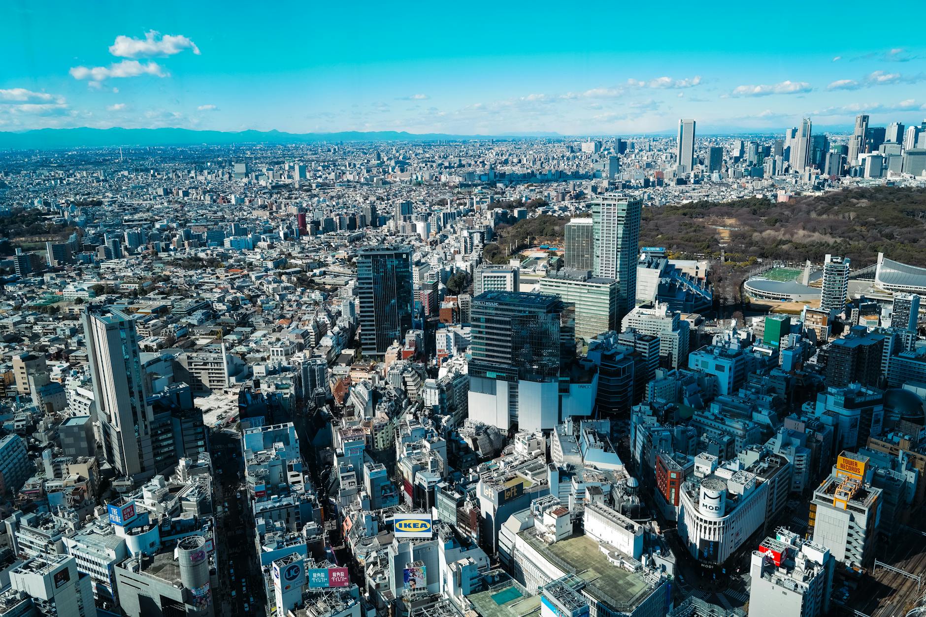 aerial view of tokyo skyline with iconic landmarks