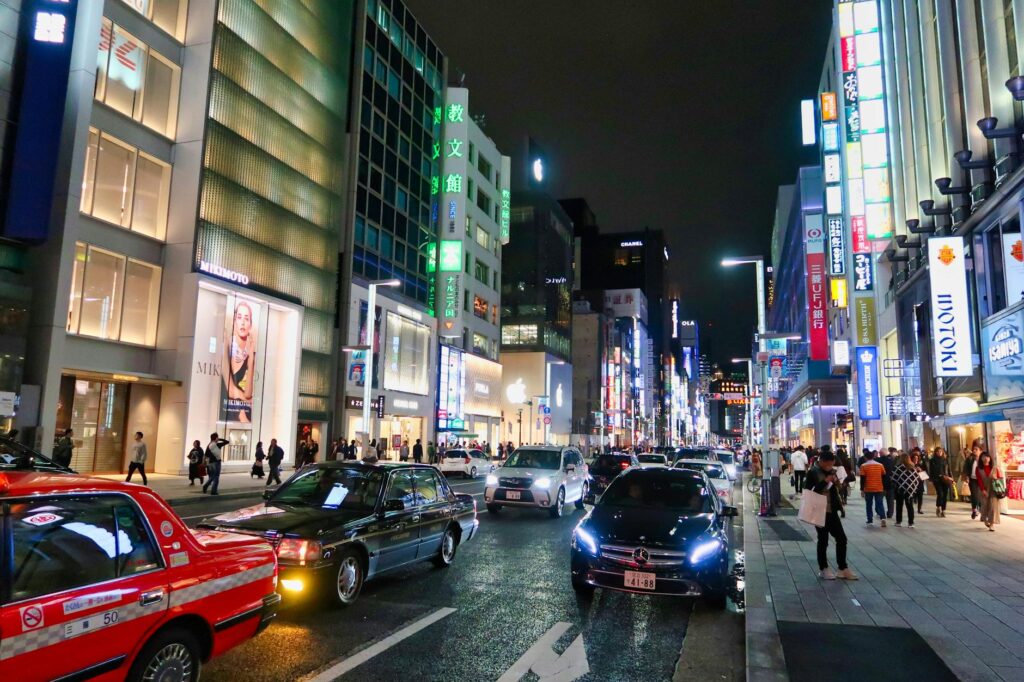 busy city during night time